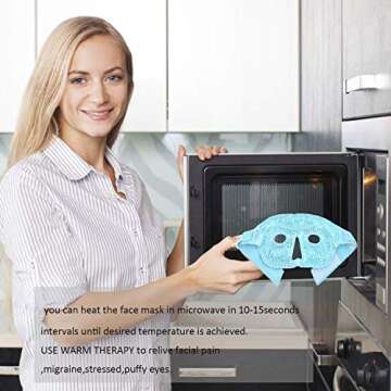 Ice Face/Eye Mask for Woman Man, Heated Warm Cooling Reusable Gel Beads ice Mask with Soft Plush Backing,Hot Cold Therapy for Facial Pain,Sleeping,Swelling,Migraines, Headaches,Stress Relief[Blue]