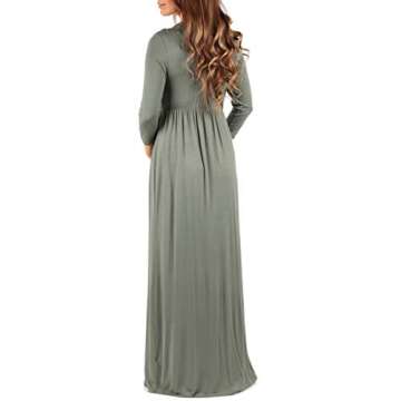 Mother Bee Maternity V-Neck 3/4 Sleeve Ruched Waist Dress