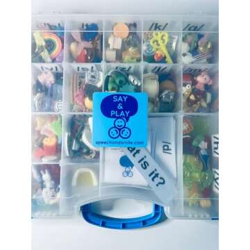 Mini Objects Set for Speech Therapy by Speech & Smile - Say and Play Mini Objects for Speech Sounds in a Portable Case