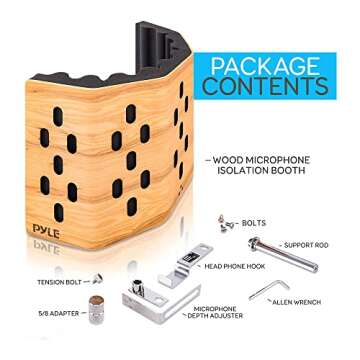 Pyle Wood Microphone Isolation Shield | Sound Isolation Recording Booth