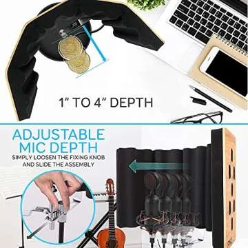 Pyle Wood Microphone Isolation Shield - Studio Vocal Booth
