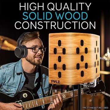 Pyle Wood Microphone Isolation Shield - Studio Vocal Booth