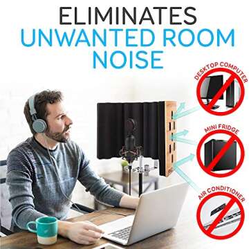 Pyle Wood Microphone Isolation Shield - Studio Vocal Booth