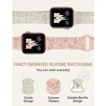 Girovo Cute Cartoon Engraved Apple Watch Bands for Women