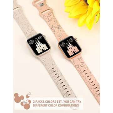 Girovo Cute Cartoon Engraved Apple Watch Bands for Women