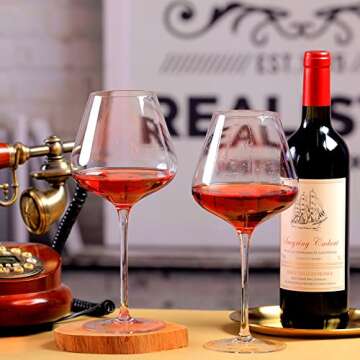 Hand Blown Red Wine Glasses Set - Elegant Gift for All Occasions