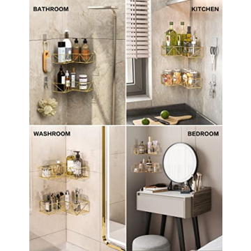 Iperlife Corner Shower Caddy Gold - Stylish and Functional Storage