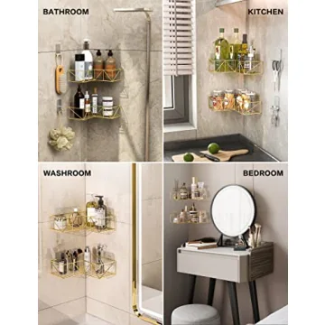 Iperlife Corner Shower Caddy Gold - Stylish and Functional Storage
