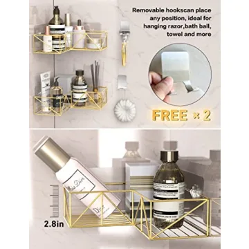 Iperlife Corner Shower Caddy Gold - Stylish and Functional Storage