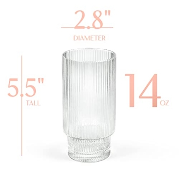 Vintage Art Deco Collins Glasses Set for Elegant Cocktails