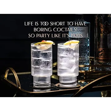 Vintage Art Deco Collins Glasses Set for Elegant Cocktails