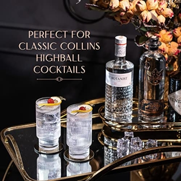 Vintage Art Deco Collins Glasses Set for Elegant Cocktails