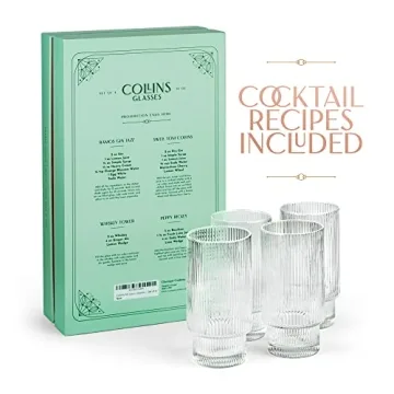 Vintage Art Deco Collins Glasses Set for Elegant Cocktails