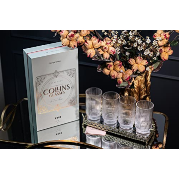 Vintage Art Deco Collins Glasses Set for Elegant Cocktails