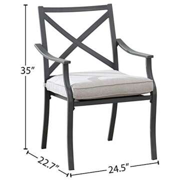 Amazon Brand - Ravenna Home Archer Steel-Framed Outdoor Patio Dining Chairs, Set of 2, 35"H, Grey