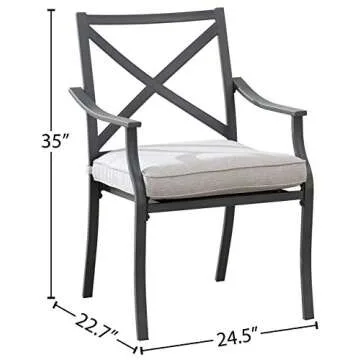 Amazon Brand - Ravenna Home Archer Steel-Framed Outdoor Patio Dining Chairs, Set of 2, 35"H, Grey