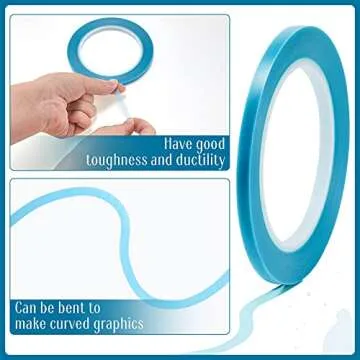 5 Rolls of Vinyl Tape Masking Tape Automotive Car Auto Paint for Curves, High Temperature Vinyl Low Tack(1/16 Inch, 1/8 Inch, 1/4 Inch, 1/2 Inch, 3/4 Inch, Blue)