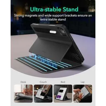 ESR for iPad Pro 13 Inch Case M4(2024), iPad Pro 13 Rotating Case with Removable Magnetic Cover, Adjustable Portrait/Landscape Stand with Raised Screen View, 9 Standing Angles, Shift Series, Black