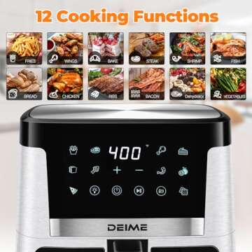 DEIME Air Fryer 7.5 QT 1700W Oilless Oven Healthy Cooker Air Fryers Large Capacity with 12 Presets, ...