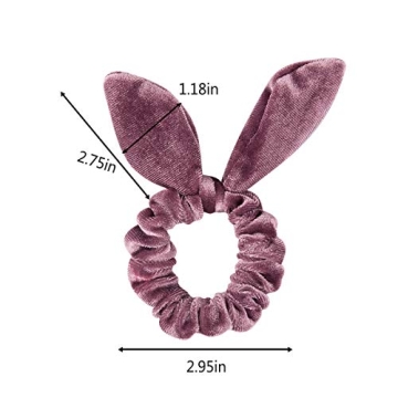 Bunny Ear Hair Scrunchies, Chanaco 12 Pack Hair Scrunchies Velvet Scrunchy Hair Bobbles Elastic Hair Bands Ponytail Holder Rabbit Bunny Ear Style Hair Ties Hair Accessories, 12 Colors