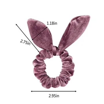 Bunny Ear Hair Scrunchies, Chanaco 12 Pack Hair Scrunchies Velvet Scrunchy Hair Bobbles Elastic Hair Bands Ponytail Holder Rabbit Bunny Ear Style Hair Ties Hair Accessories, 12 Colors