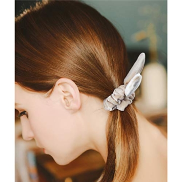 Bunny Ear Hair Scrunchies, Chanaco 12 Pack Hair Scrunchies Velvet Scrunchy Hair Bobbles Elastic Hair Bands Ponytail Holder Rabbit Bunny Ear Style Hair Ties Hair Accessories, 12 Colors