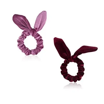 Bunny Ear Hair Scrunchies, Chanaco 12 Pack Hair Scrunchies Velvet Scrunchy Hair Bobbles Elastic Hair Bands Ponytail Holder Rabbit Bunny Ear Style Hair Ties Hair Accessories, 12 Colors