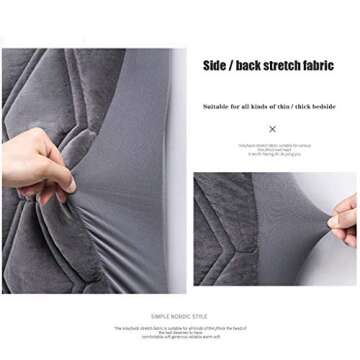 HOME MEIRONG Headboard Slipcover for Twin Queen Full California King Size Beds, Bed Headboard Cover Protector Padded Velvet Dustproof Stretch Solid Color Quilted Bed Head Covers