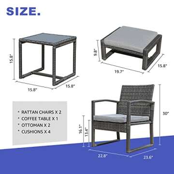 Patiorama 5 Piece Outdoor Wicker Furniture Set for all Season