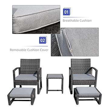 Patiorama 5 Piece Outdoor Wicker Furniture Set for all Season
