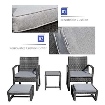Patiorama 5 Piece Outdoor Wicker Furniture Set for all Season