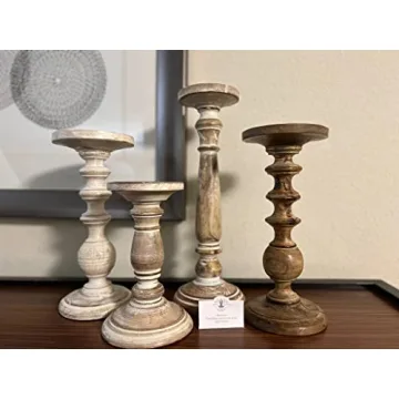 Hosley Wood Candle Holders - Perfect for Weddings & Decor