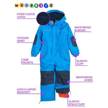 Wippette Boys’ Snowsuit – Waterproof Insulated Fleece Lined Jumpsuit – Winter Pram Snowmobile ...