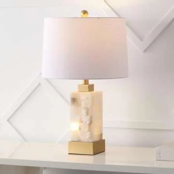 JONATHAN Y Eloise 23" Alabaster/Metal LED Table Lamp