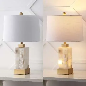 JONATHAN Y Eloise 23" Alabaster/Metal LED Table Lamp