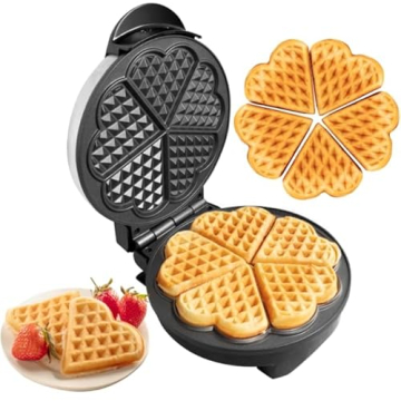 Heart Waffle Maker for 5 Shaped Waffles - Gift for Her