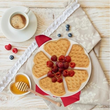 Heart Waffle Maker for 5 Shaped Waffles - Gift for Her