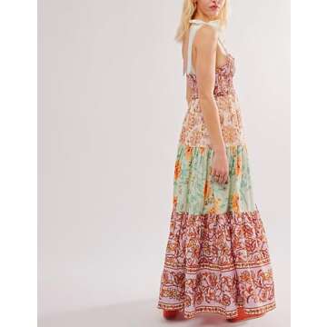 Women Flowy Smocked Maxi Dress for Summer Events