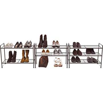 Simple Houseware 3-Tier Stackable Utility Shoes Organizer Rack, Bronze