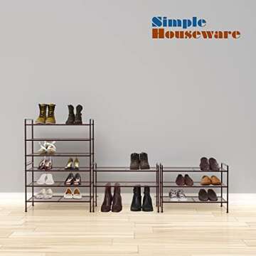 Simple Houseware 3-Tier Stackable Utility Shoes Organizer Rack, Bronze