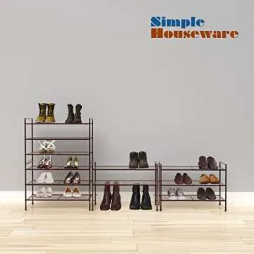 Simple Houseware 3-Tier Stackable Utility Shoes Organizer Rack, Bronze
