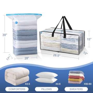 WANALIT 6 Pack Moving Bags + 3 Pack Cube Vacuum Storage Bags, Backpack Straps Strong Carrying Handles & Zippers, Storage Totes For Space Saving, Fold Flat, Moving Supplies