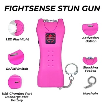 FIGHTSENSE Compact Keychain Stun Gun with Flashlight