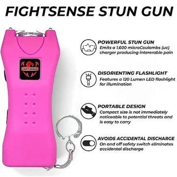 FIGHTSENSE Compact Keychain Stun Gun with Flashlight