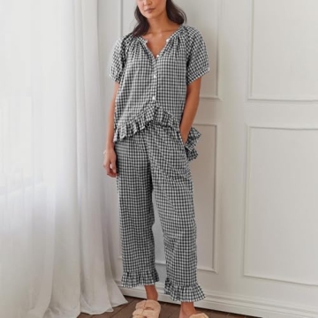 Women Y2k Plaid Pajamas Set for Stylish Comfort