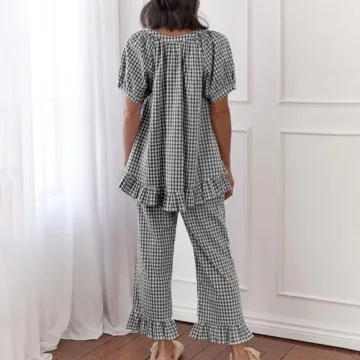 Women Y2k Plaid Pajamas Set for Stylish Comfort