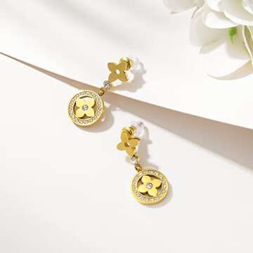Earrings for Women Handmade Stud Earrings for Women Trendy Stainless Steel Stud Earrings for Women's Flat Back Earrings for Women, Men, and Girls Gold Fashionable Stylish Earring Studs