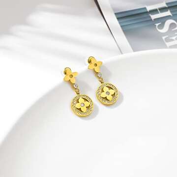 Earrings for Women Handmade Stud Earrings for Women Trendy Stainless Steel Stud Earrings for Women's Flat Back Earrings for Women, Men, and Girls Gold Fashionable Stylish Earring Studs