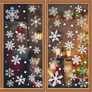 329PCS+ Christmas White Snowflakes Window Clings Decals for Winter Wonderland Decorations