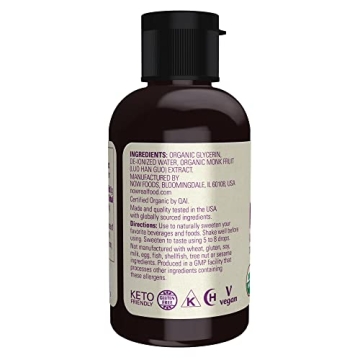 NOW Organic Monk Fruit Liquid Sweetener, Zero-Calorie Natural Choice